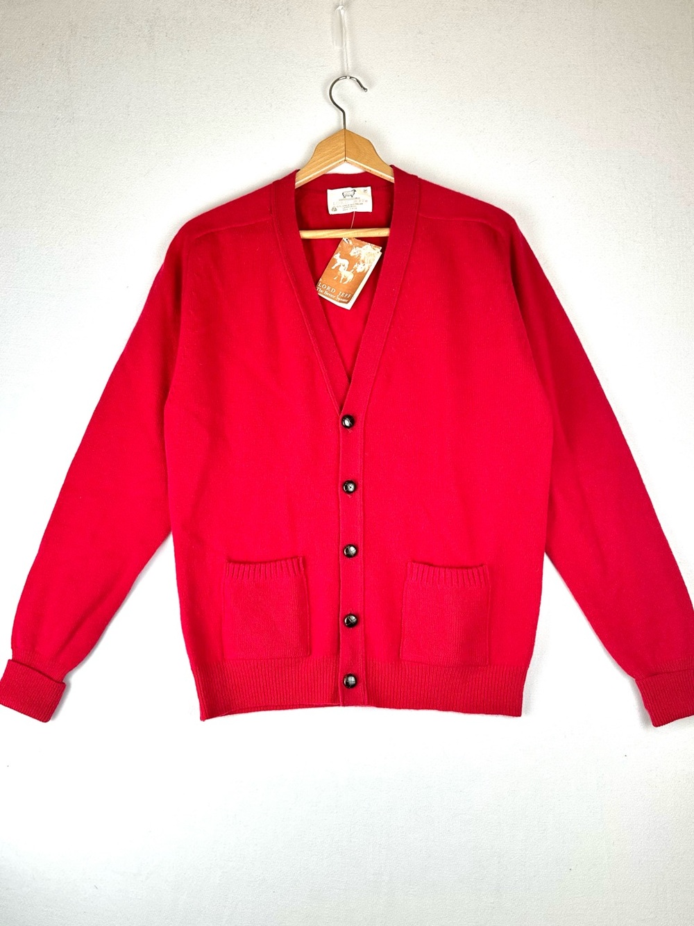 Vintage Lord Jeff Better Sweater V-Neck Button Wool Cardigan NWT Golf Preppy